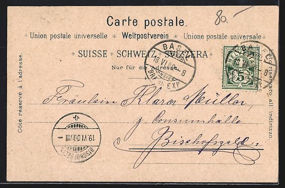 Cartoline postali: Litho Basel, Alte Brücke und Schifflän – Usato da Berlin venduto da bartko-reher 1