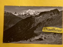 1964 Riederalp, Wallis, Matterhorn und Weisshorn