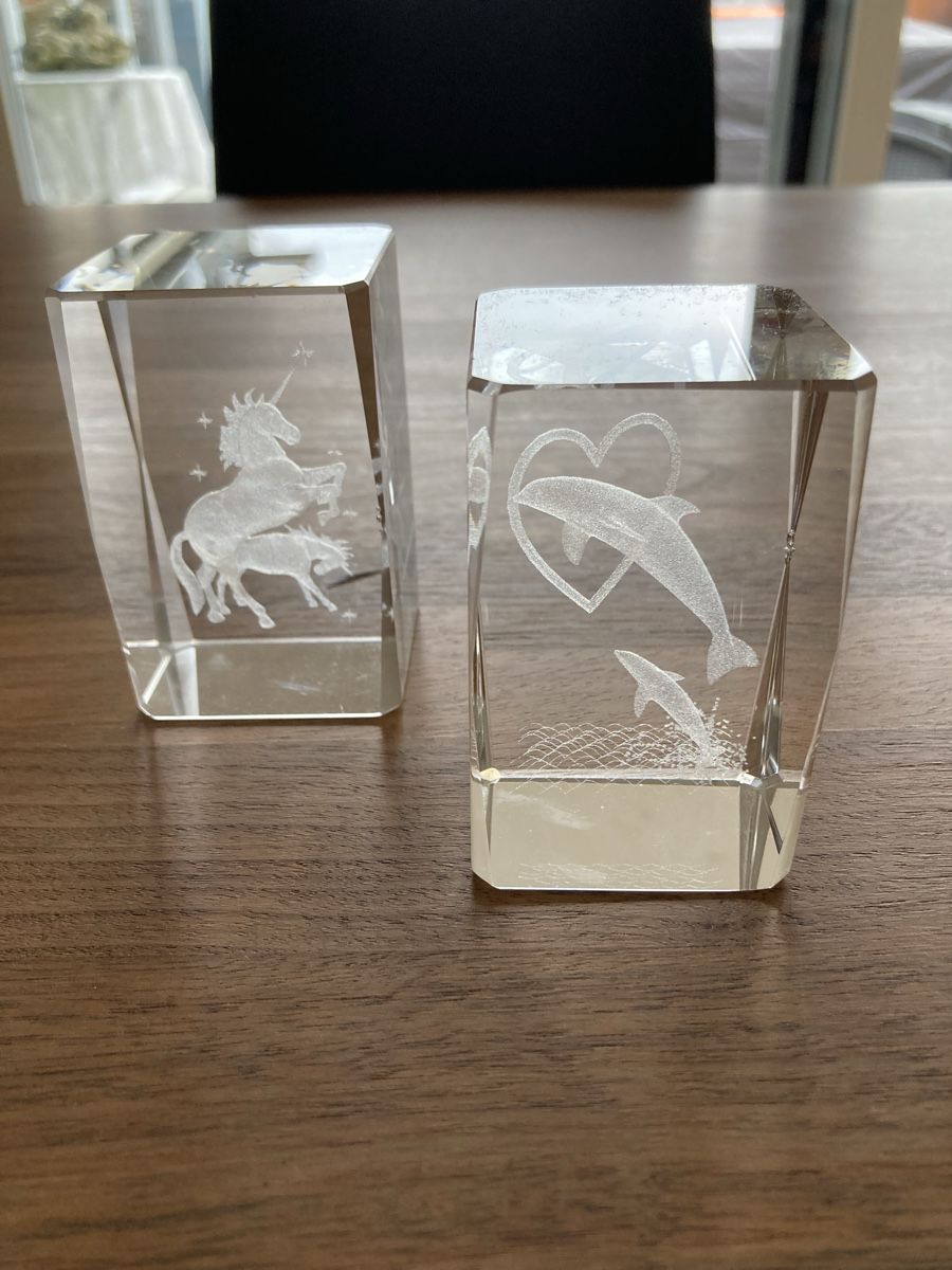 Statuette: Lichtspiel mit 2 Glassteine – Usato da Kesswil venduto da Branca-01 9