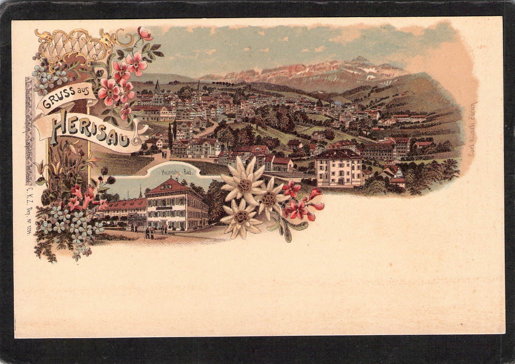 Cartoline postali: Lithographie: Gruss aus Herisau AR – Usato da Reichenburg venduto da Pipo-67