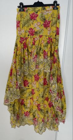 Mini / maxi flower print and sequin summer skirt 36