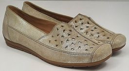 GABOR Mokassins beige/gold/glänzend mit Cutouts Gr. 37
