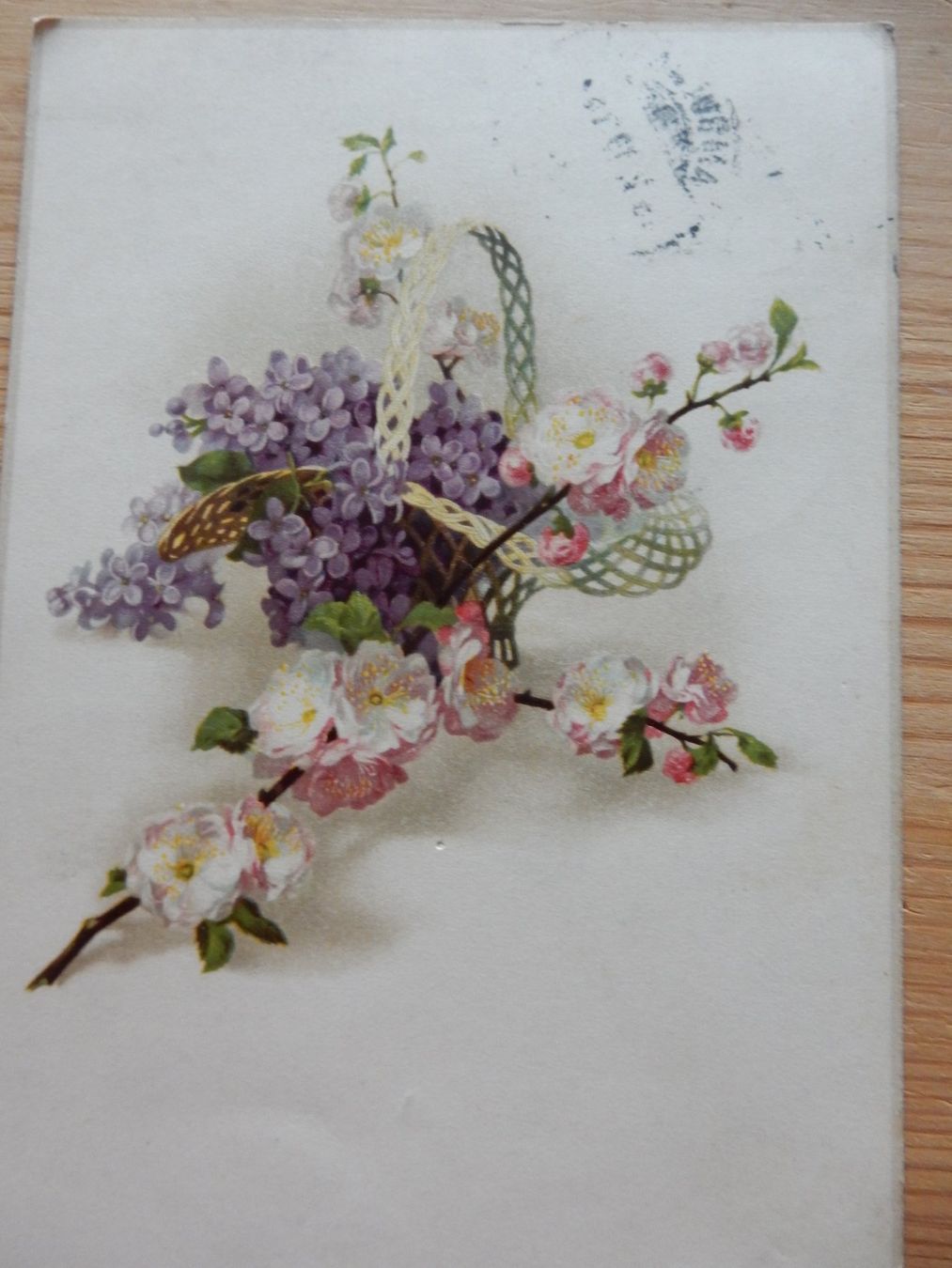 Cartoline postali: Antike Postkarte, Veilchen Kirschblüten Frühling – Nuovo (secondo la descrizione) da Jona venduto da simongarden 2
