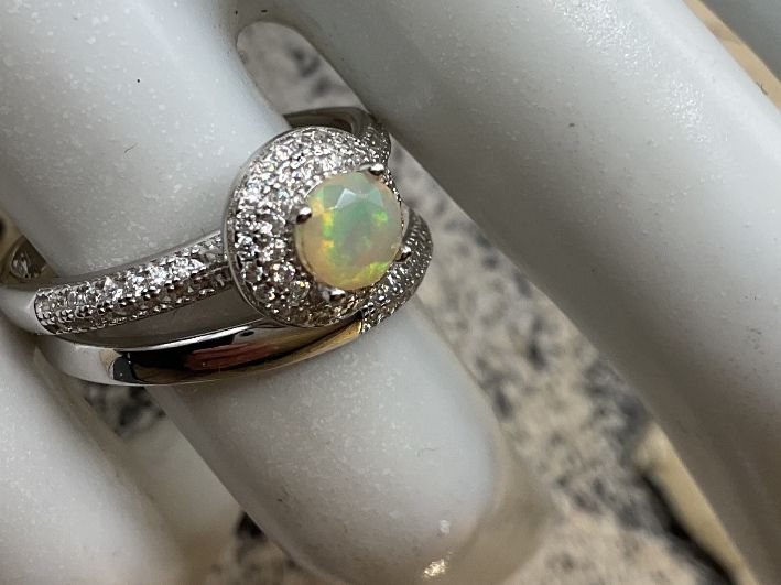 Anelli: Silberring 2teilig mit Opal und Zirkonia, Gr.55.5 – Nuovo (secondo la descrizione) da Luzern venduto da S.Kern01