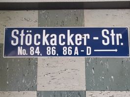 Emaille Strassenschild Stöckacker-Str. 84 86 verm Bern blau