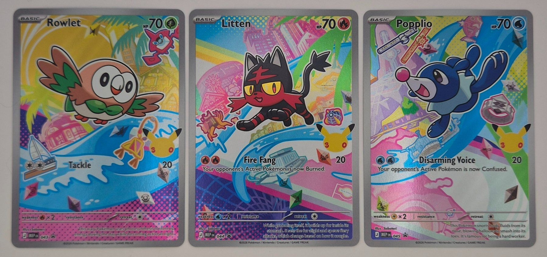 Pokémon Sammelbilder & Trading cards: Rowlet, Litten, Popplio / First Partner / MEP 043 , 044, 045 – Neu (gemäss Beschreibung) aus Arni AG von PokemonCardsStore