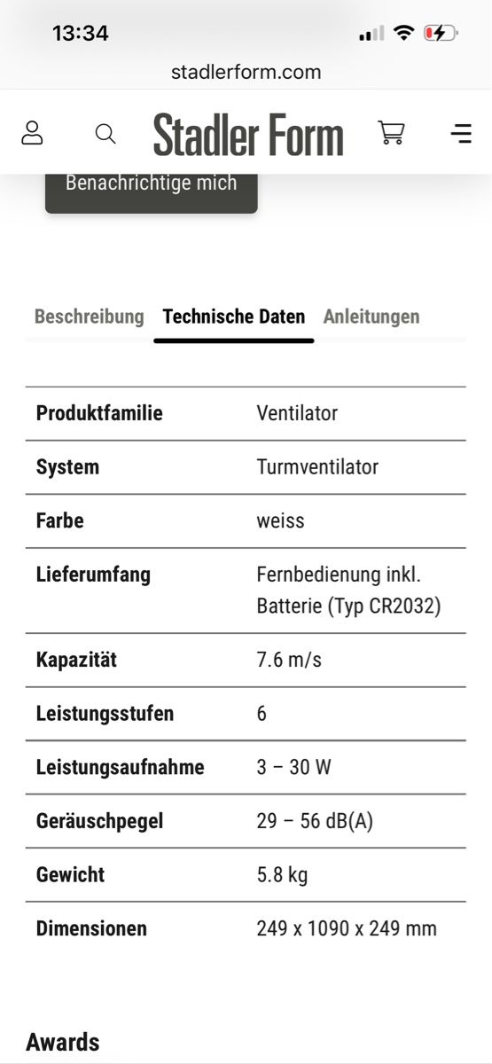 Stadler Form Ventilatoren: Stadler Form Ventilator Peter – Gebraucht aus Schlieren von Estelle007 4