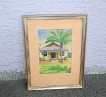 30er/40er JAHRE Aquarell HAUS im TOGO Afrika signiert