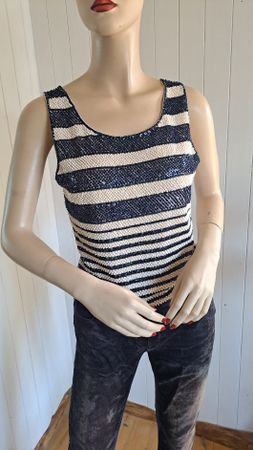 LAURÈL y2k VtG gestreift Tanktop Top Perlen Pailletten S 36