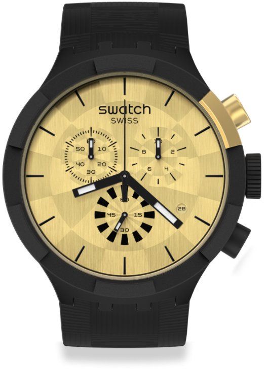 TRES RARE SWATCH CHRONO EDITION LIMITEE - CHECKPOINT GOLDEN (Neuf avec ...