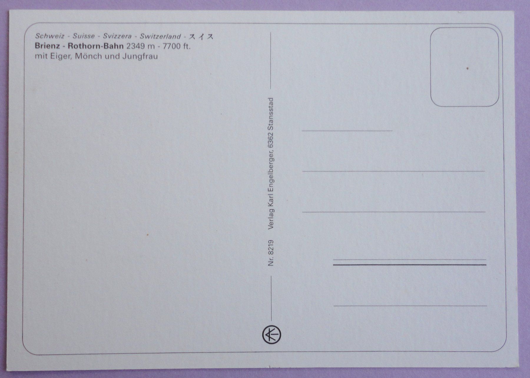 Cartoline postali: Brienz - Rothorn-Bahn 2349 m – Usato da Fétigny venduto da Billy2miny 1
