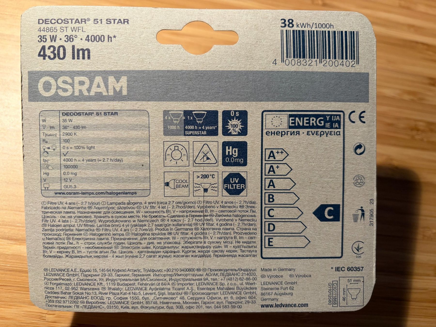 Osram Lampade: OSRAM Halogen Star 430 lm 35 W – Usato da Degersheim venduto da 8sven 1