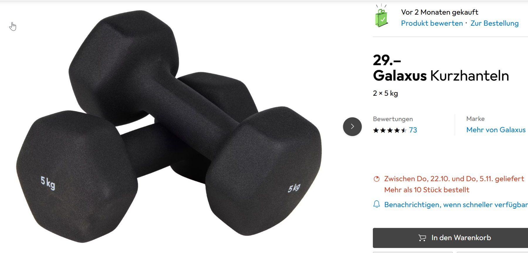 Poids & Haltères: Hanteln 2 x 5 kg – D'occasion à Ittigen par vankoll