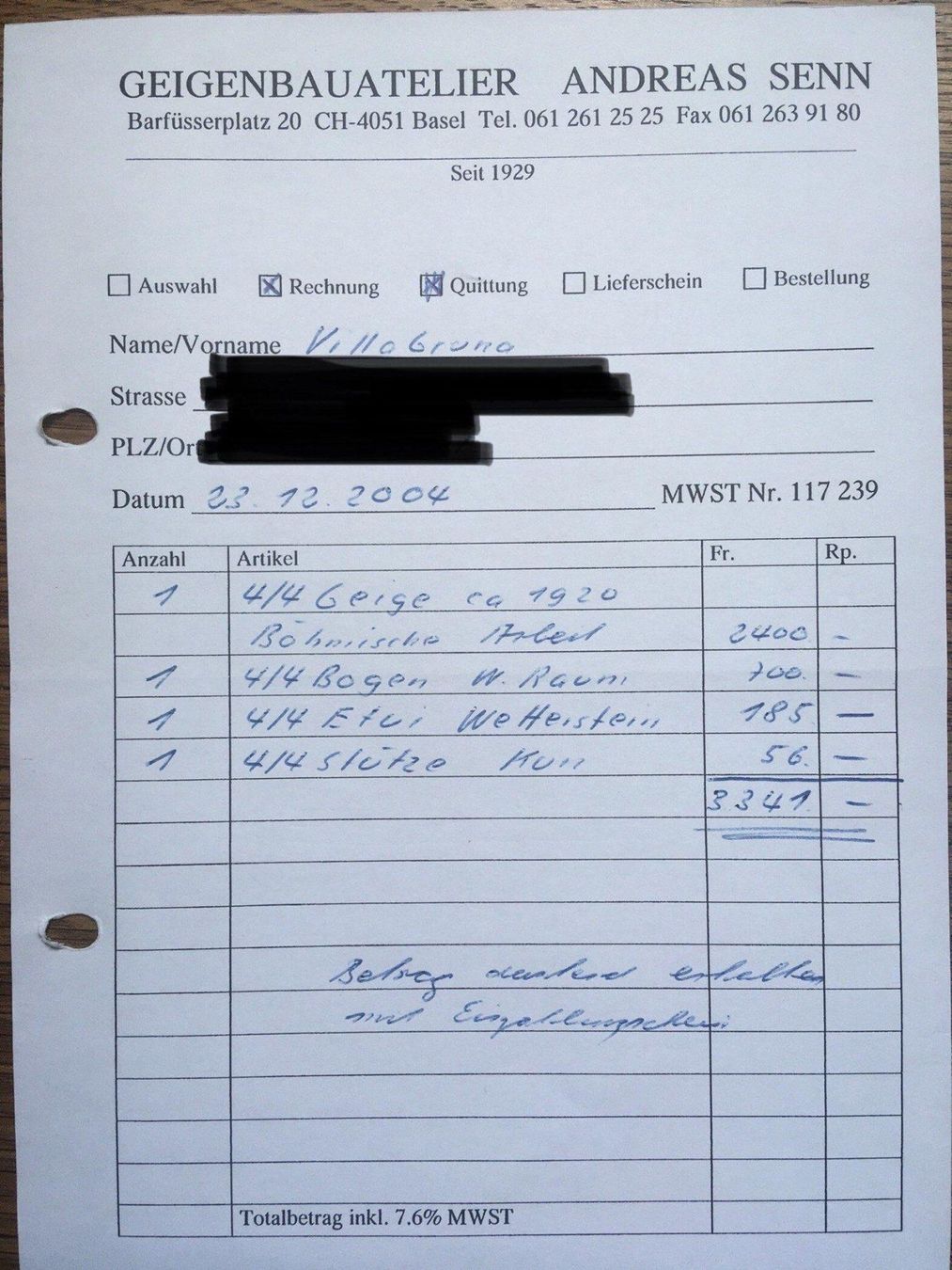 Strumenti musicali: 4/4 Violine Geige – Usato da Basel venduto da zoralliv 8