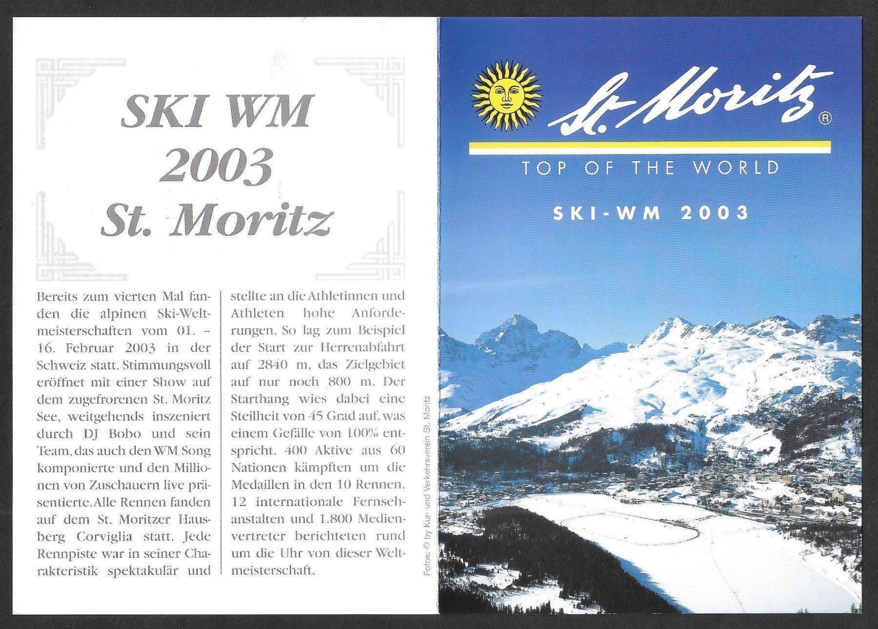 Tutti i francobolli: Sonderfolder Ski WM St. Moritz 1.-16.2.2003 – Nuovo (secondo la descrizione) da Olten venduto da clotaldi 1
