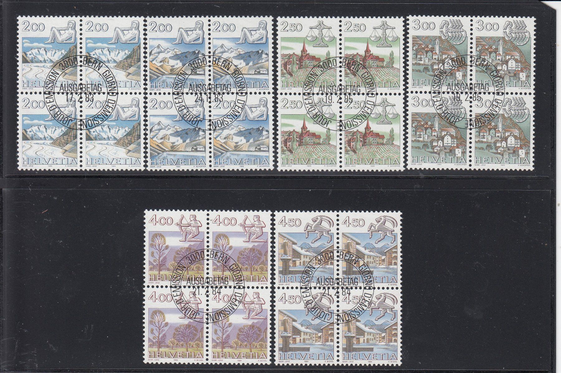 Tutti i francobolli: 680-693 Viererblocksatz mit FD-Stempel, Postpreis Fr. 117.00 – Usato da Spreitenbach venduto da Lienbi01 1