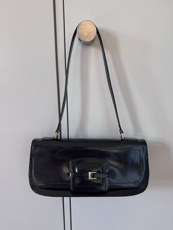 Handtasche Coccinelle schwarz Lackleder Damen Tasche 