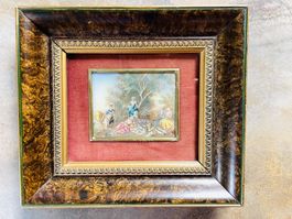 Gabriel LORY. Huile miniature. Scène champêtre.