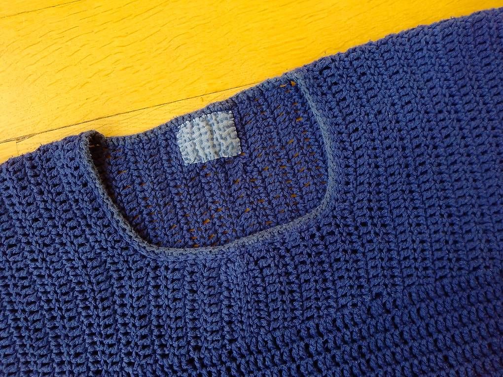 Pulls & Sweat-shirts: Pulli Pullover gehäkelt me made Baumwolle blau L - XL – D'occasion à Bern par samtgrau