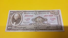 Alte 100-Peso-Banknote aus Mexiko, 1972, Rarität!