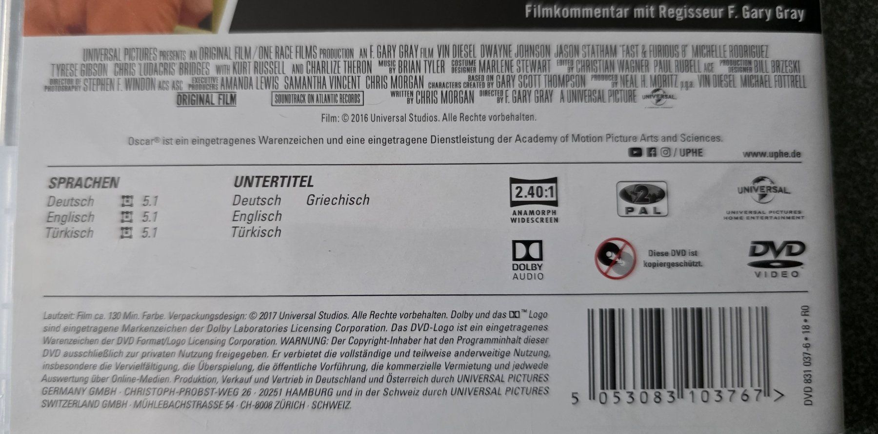 Tous les DVDs: DVD Fast & Furious 8 – D'occasion à Oetwil am See par fineli2 1