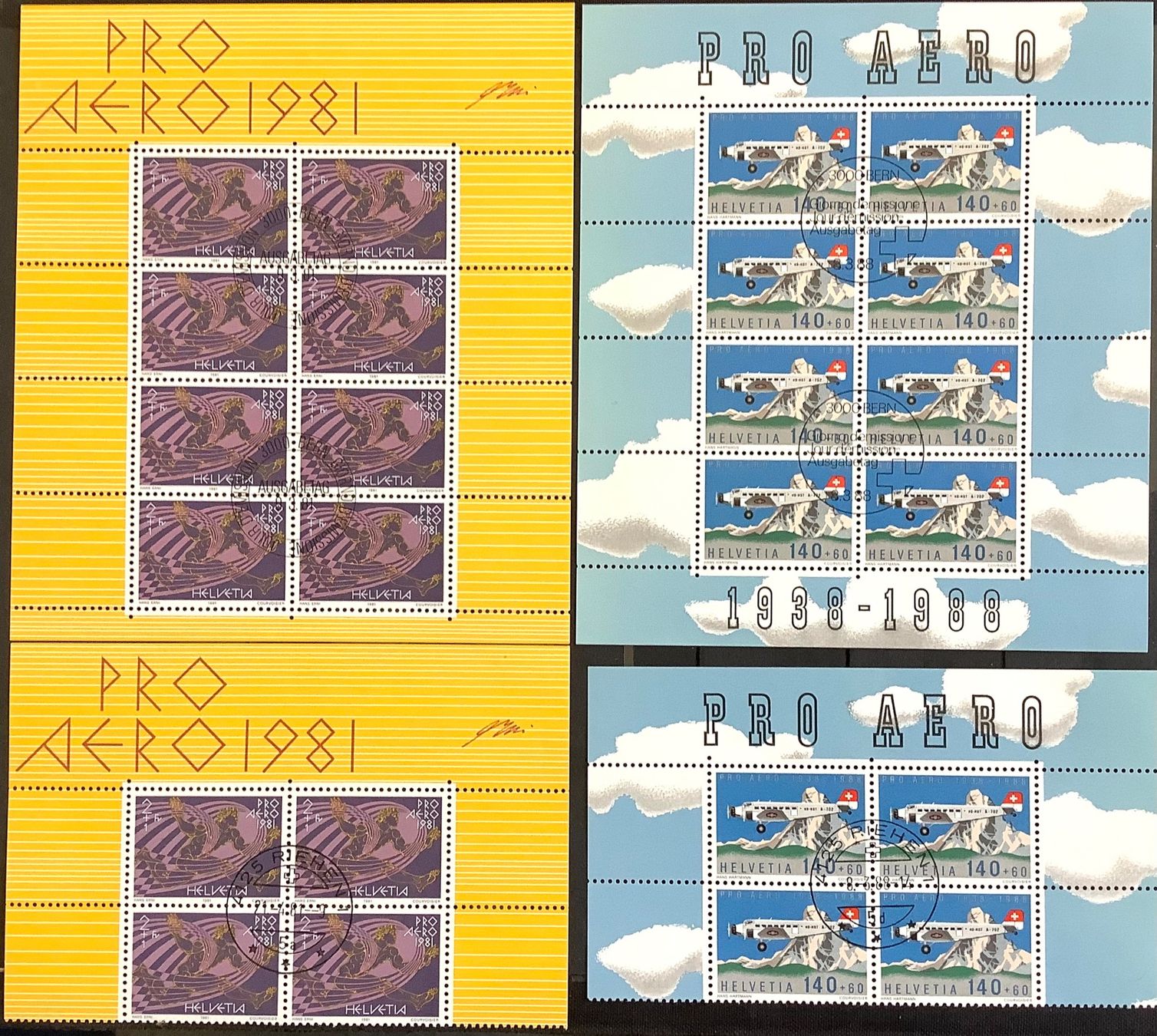 Tutti i francobolli: 1981 - 88 /Pro Aero Kleinbogen ET + Viererblock ET und Gest. – Nuovo (secondo la descrizione) da Liestal venduto da Skunk02