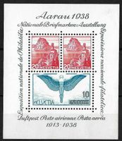 1938, BLOCK AARAU, MIN. RANDFALZSPUR, FISCHE ERH. AUSSCHN.**