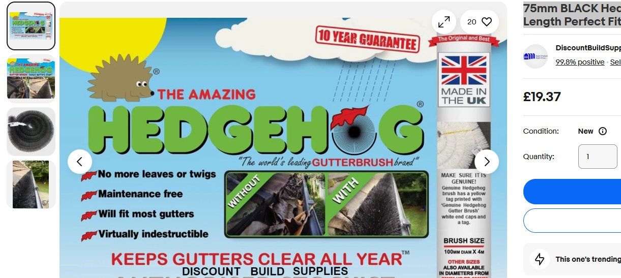 Altro per la casa: Hedgehog Gutter Brush Guard 4m - 75mm BLACK – Nuovo e nell'imballaggio originale da Pambio Noranco venduto da Pol69 7
