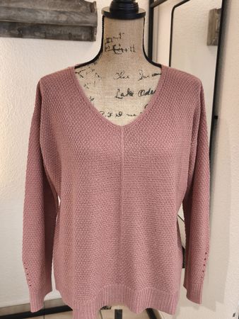 Damen Pullover Chicoree rosa V-Ausschnitt Grösse S neuwertig