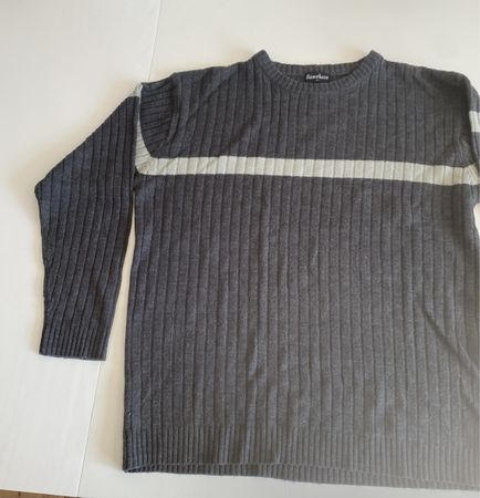 Homebase Herrenpullover, Gr. L, Anthrazit gestreift