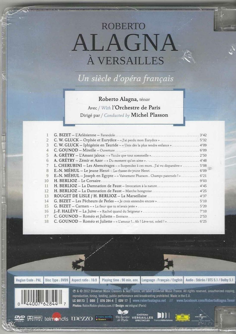Tutti i DVDs: DVD - Roberto Alagna à Versailles - Neue – Nuovo e nell'imballaggio originale da Genève venduto da CDLPBookS 1