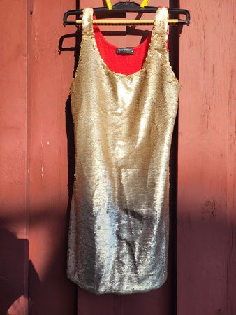 Tanktop Trägerkleid Gold-Pailletten! Auffällig! RINASCIMENTO