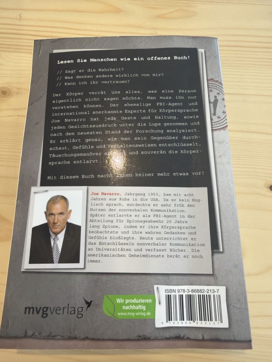 Bücher: Joe Navarro -Menschen lesen - Gebraucht – Gebraucht aus Tafers von Tschanz-Solutions 1