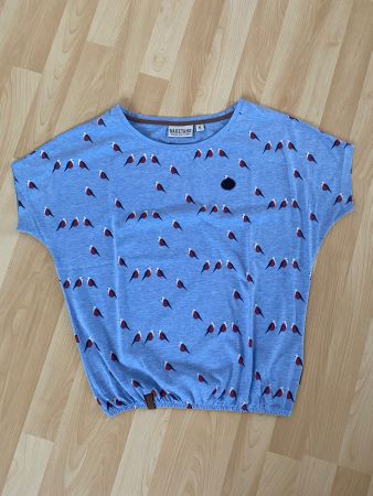 Naketano T-Shirt blau mit Vögel, Grösse S