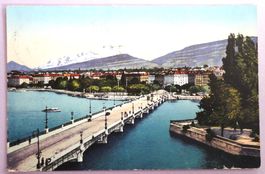 Genève - Pont du Mt-Blanc et Ile J. J. Rousseau