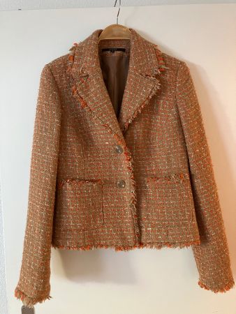 Vintage Hallhuber Tweedblazer mit Fransen Grösse M