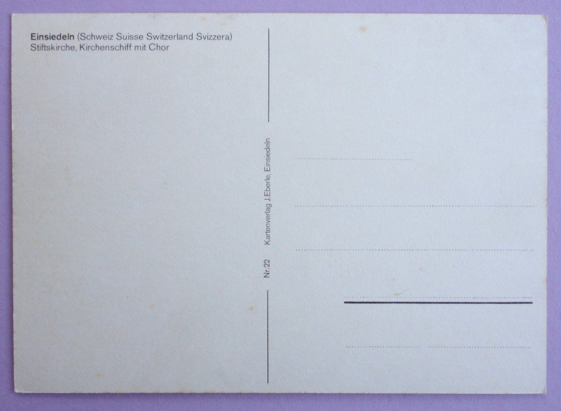 Cartoline postali: Einsiedeln, Stiftskirche, Kirchenschiff mit Chor – Usato da Fétigny venduto da Billy2miny 1