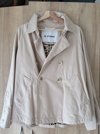 Veste trench court IQ Studio – Doublure léopard – Taille 38 
