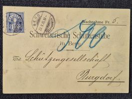 Nachnahme  Schützenstube Bern nach Burgdorf 1895