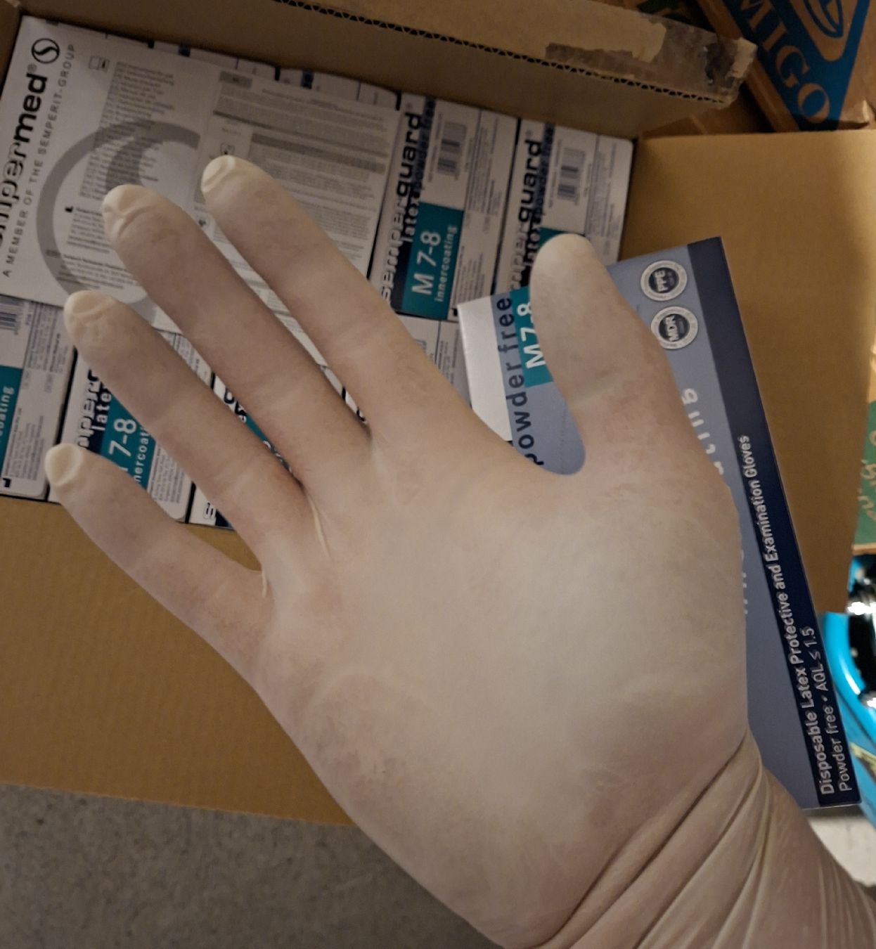 Guanti & manicotti: Semperguard Latex Handschuhe Grösse M – Nuovo e nell'imballaggio originale da Oberbipp venduto da RD_69 1