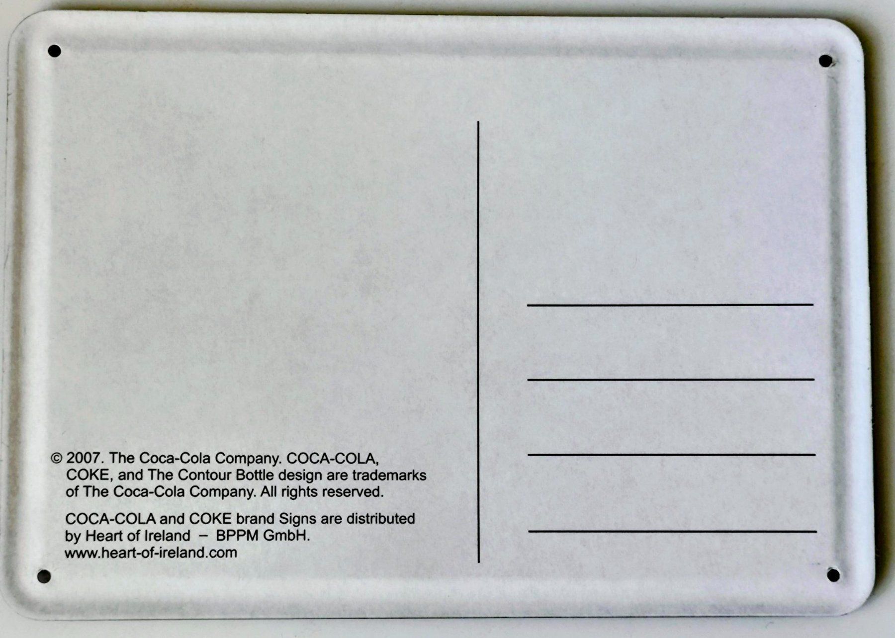 Coca-Cola Insegne: Coca-Cola Blechpostkarte (01) – Usato da Pfäffikon ZH venduto da Colacity 1