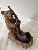 Pfeifenhalter Bär Holz mit Pfeife guter Zustand