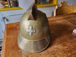 Helm Feuerwehr Arme Militär Schweiz messing antik kultur ch