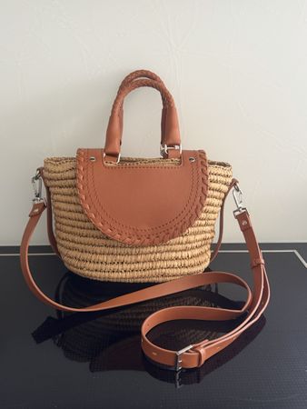 Sac en paille Esprit marron bandoulière neuf