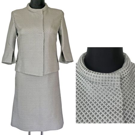 Kostüm elegant 100% Seide Deux-Pièce Gr. M/L AKRIS hellgrau