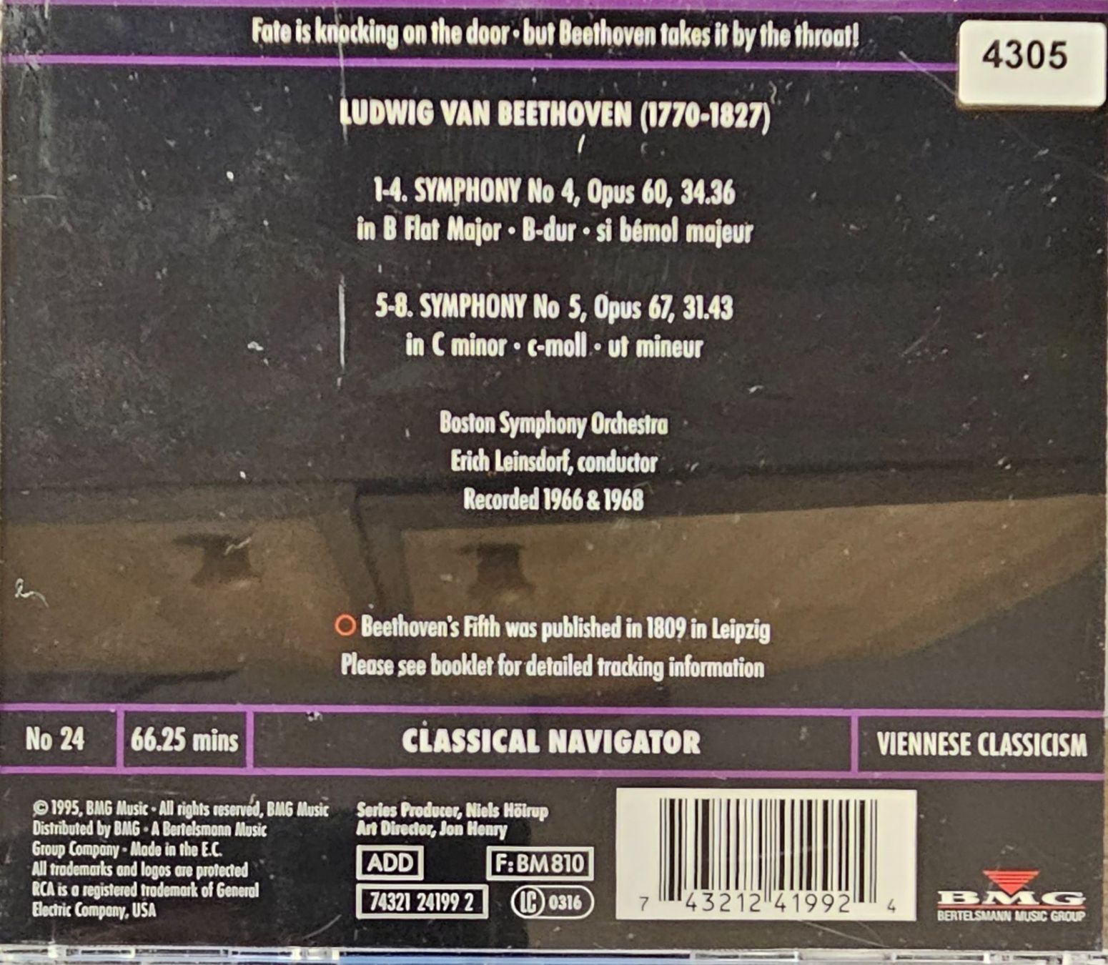 CD: Beethoven, Leinsdorf - Symphony No 4 & No 5 – Usato da Wahlen b. Laufen venduto da Cg10 2