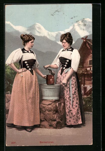 Cartoline postali: Bernerinnen in Tracht mit Schöpfkelle u – Usato da Berlin venduto da bartko-reher