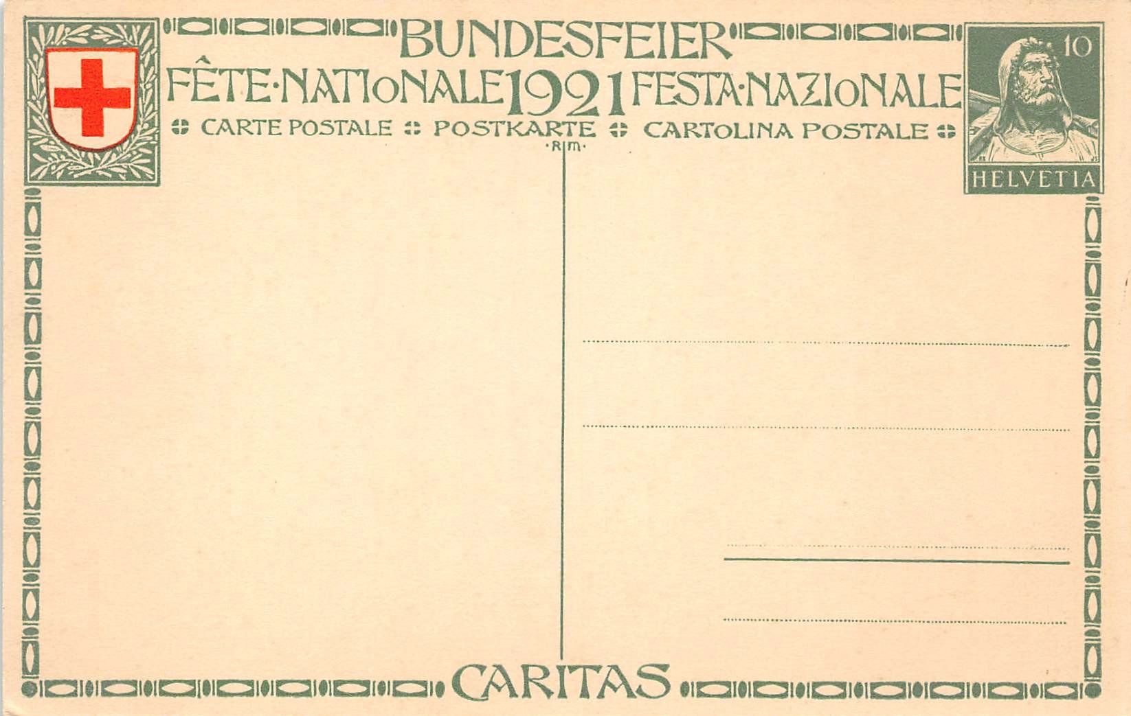 Alle Briefmarken: Bundesfeierkarte 1921, Krankenpflegerin – Gebraucht aus Ottikon b.Kemptth. von Neptun1974 1