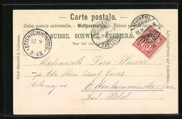 Cartoline postali: Mondschein-AK Neuchâtel, Teilansicht – Usato da Berlin venduto da bartko-reher 1