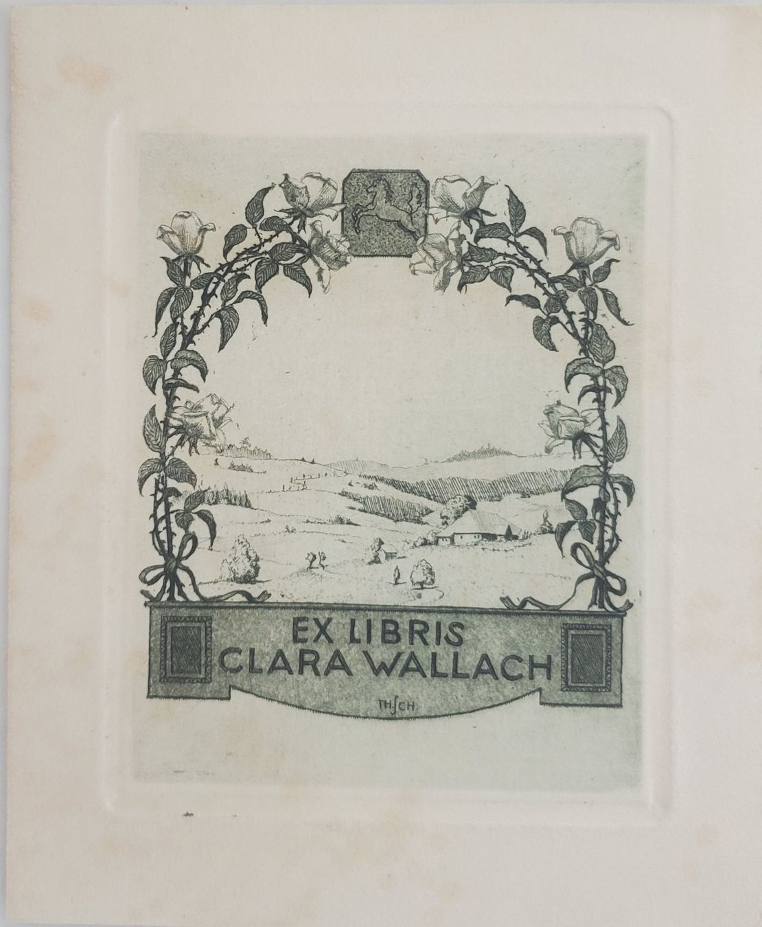 Dipinti: ex libris  Original Radierung Th. Schück Clara Wallach – Usato da Opfikon venduto da Diversamente